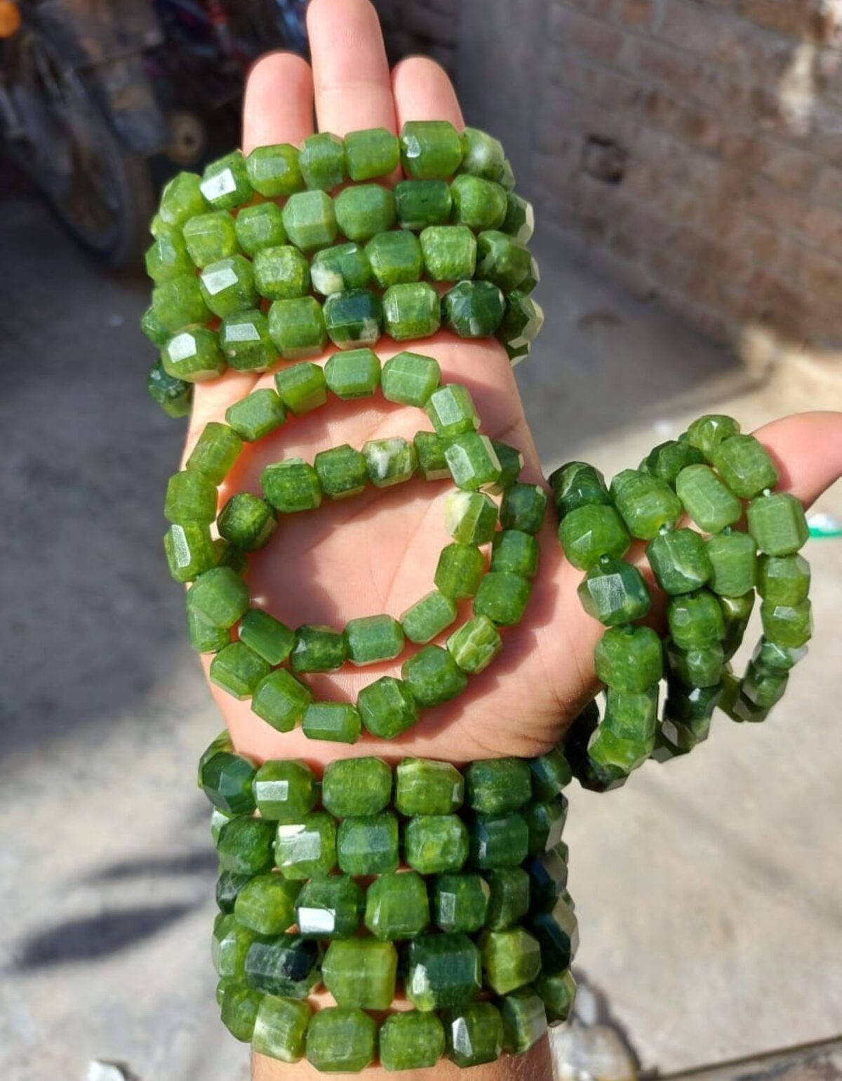 Tremolite faceted bead bracelet