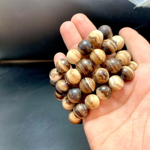 Chocolate calcite round bead bracelet