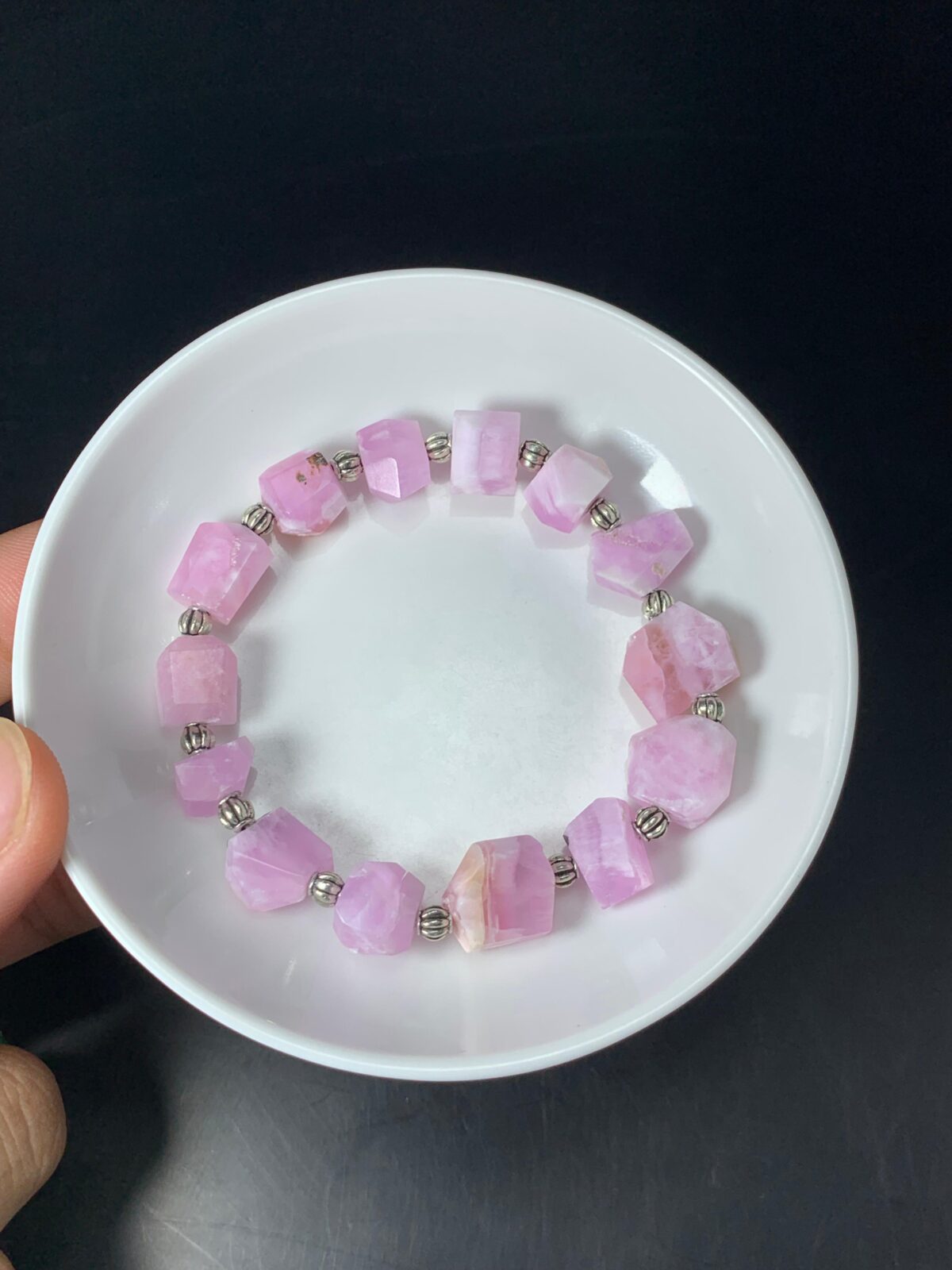 Rough Pink aragonite bracelet 